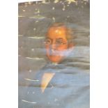 An oil on canvas (as a scroll) of a gentleman, signed and dated 1851 to the back