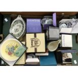 A collection of boxed Wedgwood ceramics including dishes and pin trays, other boxed items rose