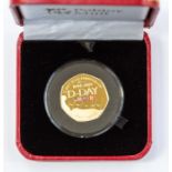 A gold proof D Day Piedfort 50 Pence 2019 Popjoy Mint