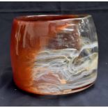 A large, heavy Svaga glass centrepiece bowl, etched name to base. Swirled snd dished effect