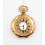A Waltham rolled gold half Hunter pocket watch, dial diameter approx. 42mm, enamel dial, subsidiary,