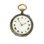 An early 20th Century silver cased lady's top wind fob watch, 2.5cm white enamel dial with Roman