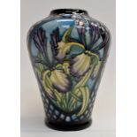 A modern Moorcroft Siberian Iris vase design by Sian Leaper, no: 84/250, 22cm high.