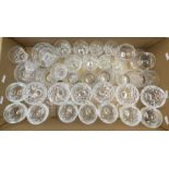 Six large crystal wine glasses, six small, six sherries and four medium punch / dessert bowl,