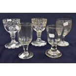 An 18th Century rummer; an early 19th Century rummer; a pair of chalices and a Scottish style ale