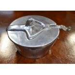 A Carrol Boyes pewter condiment pot and spoon, signed