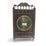Early Edwardian brass faced mantle clock, Hall & Co. Manchester, Roman numerals, galleried top,