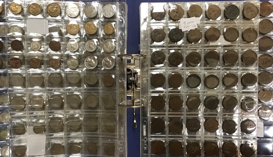 A Large collection of coins and banknotes in two albums and a wooden box. - Image 3 of 16