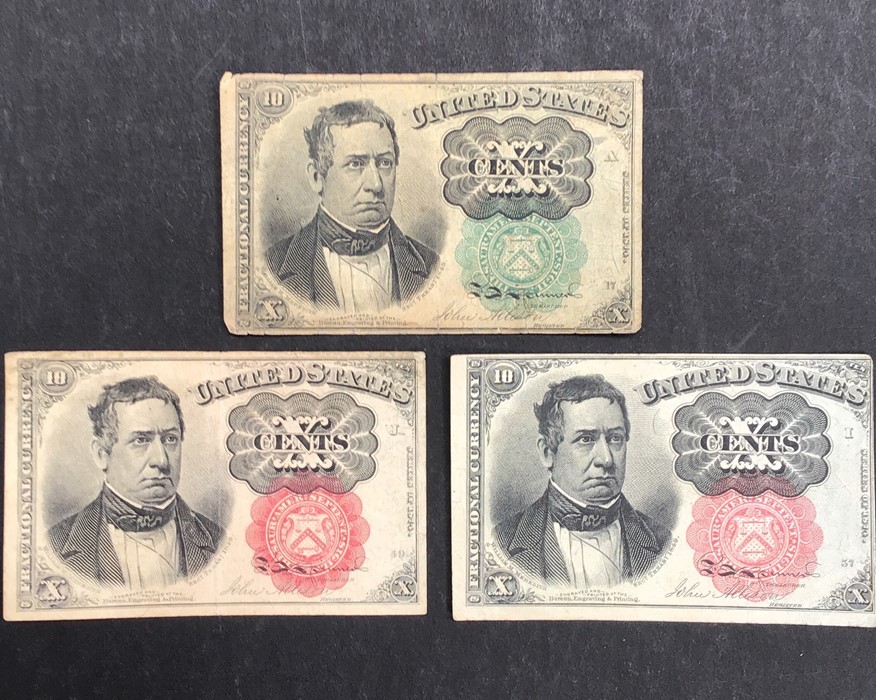 U.S.A Fraction-els in mixed circulated grades. 3 cents 1863 3rd issue, 10 cents 1863 2nd & 4th - Image 16 of 17