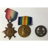 WW1 British 1914-15 Star and Victory Medal and Silver War badge to 11456 Clp JR Bonner,