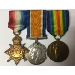 WWI British medals group consisting of 1914-15 Star, British War Medal and Victory Medal to 1708 Pte