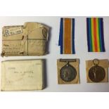 WW1 British War Medal and Victory medals to 267056 GNR J Garritt RA. Complete with original