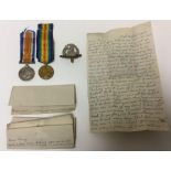 WW1 British War Medal and Victory Medal to 42589 Pte H Cartlidge, Norfolk Regt. Complete with