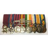 British Miniature Medal Bar with eight medals: Order of Bath, Order of St Michael & St George, India