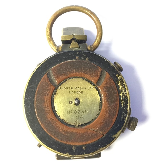WW1 British Prismatic Compass. Maker marked "Short & Mason Ltd". Serial No. 8235. Broad Arrow marked - Image 2 of 2