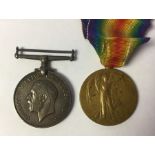 WW1 British War and Victory Medals to 42058 Pte L Tomblin, Notts & Derby Regt. Original ribbon to