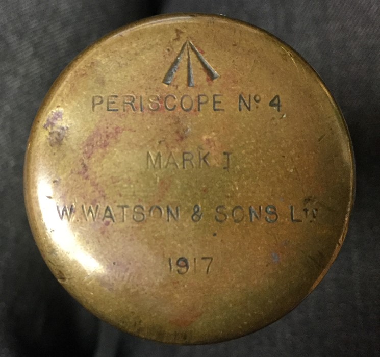 WW1 British Brass Trench Periscope No.4 Mark I. Broad Arrow and maker marked and dated "W. - Image 3 of 4