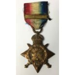 WW1 British 1914 Mons Star with clasp 5th Aug-22nd Nov 1914 to 804 Pte G Bell, RAMC. Complete with