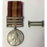 Queens South Africa Medal with Transvaal, Orange Free State and Cape Colony clasps. Engraved