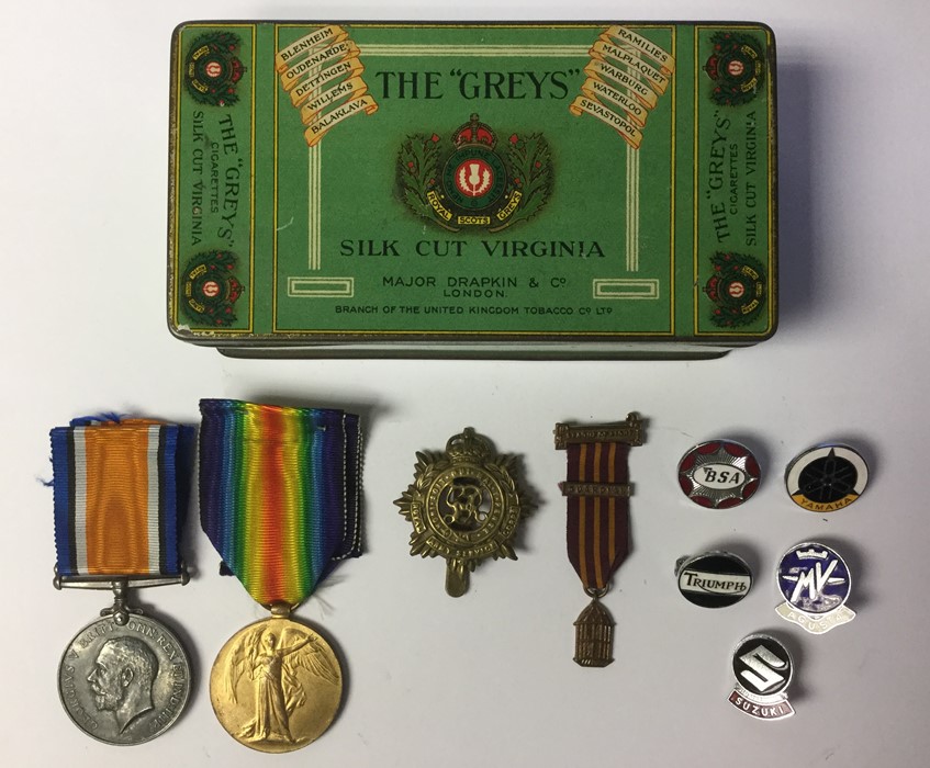 WW1 British War & Victory Medals to 44288 Pte Arthur White, KOYLI. Complete with ribbons. Along with