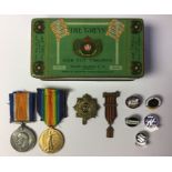 WW1 British War & Victory Medals to 44288 Pte Arthur White, KOYLI. Complete with ribbons. Along with