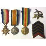 WW1 British Medal group comprising of 1914-15 Star, War Medal and Victory Medal to M2-020601 Pte T