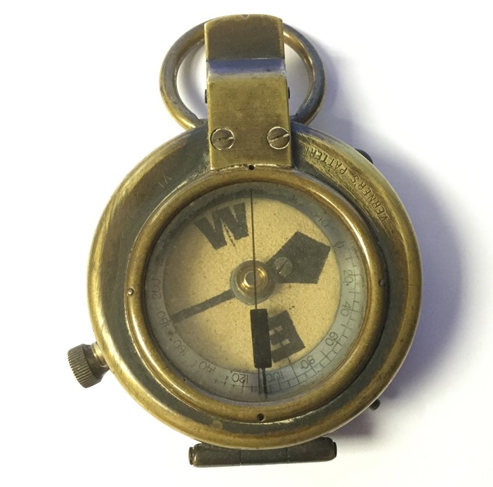 WW1 British Prismatic Compass. Maker marked "Short & Mason Ltd". Serial No. 8235. Broad Arrow marked