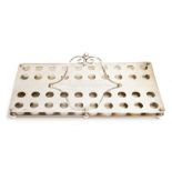 A George V ecclesiastical silver presentation communion glasses holder, rectangular with central