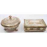 A collection of Sri Lankan presentation silver, including a large circular charger, a table