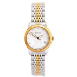 Gucci- A Gucci ladies dress watch, the round mother of pearl dial set diamond hour markers with date