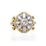 A diamond and 18ct gold cluster ring, the principal old cut diamond collet set, weighing approx. 0.