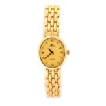Lotus- A Lotus 18ct gold ladies wristwatch, the gold tone oval dial with baton and numerals, brick