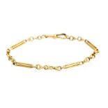 A 9ct gold fancy link fetter chain bracelet, length approx. 210mm, swivel clasp, total gross