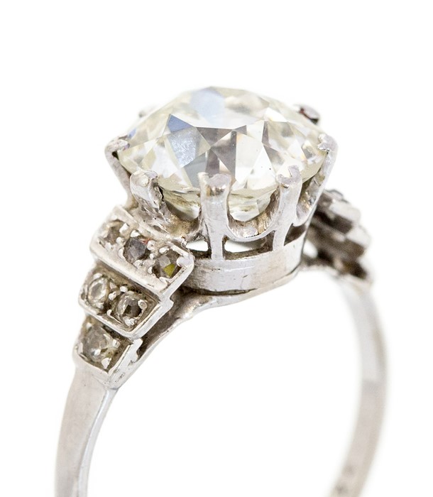 A diamond and 18ct white gold solitaire ring, the old European-cut approx 3.4 carats, assessed - Image 3 of 3