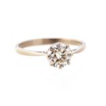 A diamond solitaire 18ct white gold ring, the round brilliant-cut diamond approx 1.5carats, size
