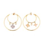 Louis Vuitton- A pair of 18ct gold and diamond Louis Vuitton monogram hoop earrings, from the Idylle