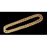 A 9ct gold fancy large rope twist chain, length approx. 30'', total gross weight approx. 120gms