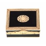 A 19th century Neo Classical tortoiseshell double snuff/patch box, the hinged cover inlaid with an
