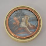 A 19th Century Continental circular ivory and tortoiseshell  snuff box and cover, the cover