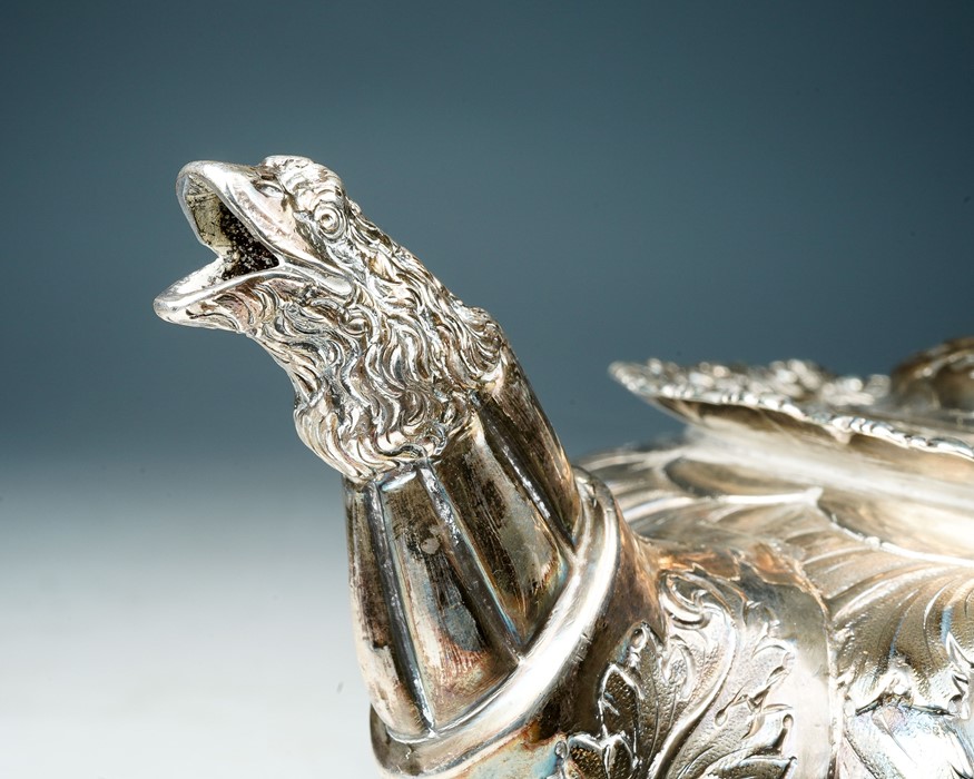 A George IV melon shaped silver teapot, the body with fluted section profusely chased with - Image 7 of 8
