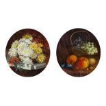 W..F.. White (British, late 19th Century), still life of fruit and a basket and a still life of