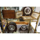 A collection of three mid-20th Century mantle clocks, all with no makers name; together with a