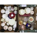 A collection of Aynsley, Royal Albert, glass wares, dishes, pin dishes, 1930's tea cups and