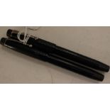 A pair of De la Rue fountain pens, Onoto The Pen black casing