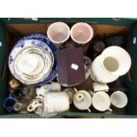 One box of assorted ceramics to include loving cups and assorted porcelain