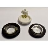 Michelin ashtray and two others, Firestone and Dunlop. Michelin ashtray height approx 9.5cm,