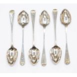A collection of six silver spoons, monogrammed handles, London, dates include 1825, 1828 and 1830