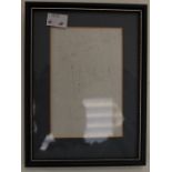A framed and glazed, signed Pete Townsend paper extract, dedicated 'To Catherine'.