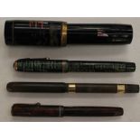 A large Japanese fountain pen, with painted cap, O.K made in Japan; Parker Fountain pens x 2;