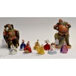 A group of Royal Doulton including, The Foaming Quart HN2162, Falstaff HN2054, and eight miniature